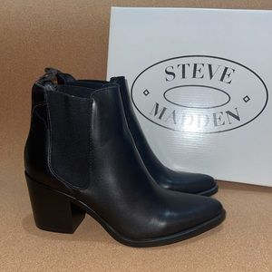Steve Madden Pistol Black Leather Boots BRAND NEW in box Sz. 9.5